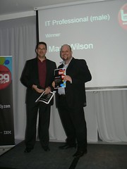 Me, accepting the award for the IT Professional (Male) category in the Computer Weekly Blog Awards 2010