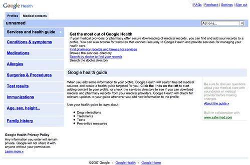 Google Health Screenshot