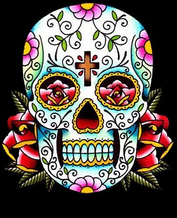 For some reason Mexcian skull art has found its way into popular culture in