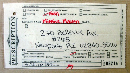 Prescription label: mail addicts anonymous