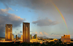 Honolulu. Sunset  and rainbow.