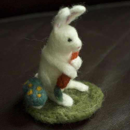 Felted Friend - Bunny with Carrot in Garden