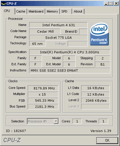 Overclock Máximo novo Recorde Mundial no Processador Pentium 4 631