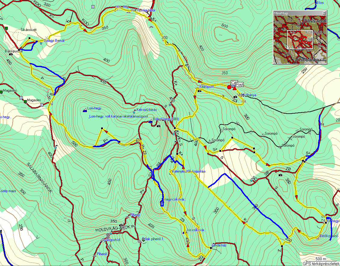 Futás a Pilisben - térkép