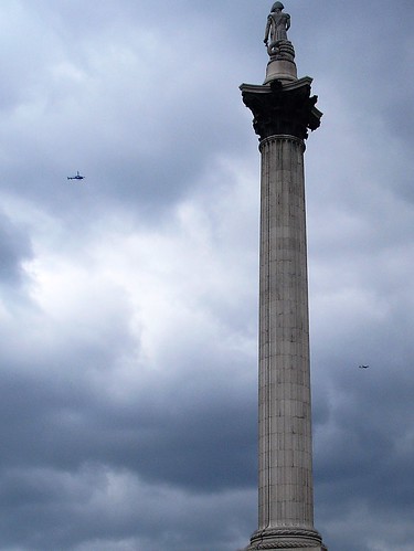 Nelsons Column with Helicopter and Plane