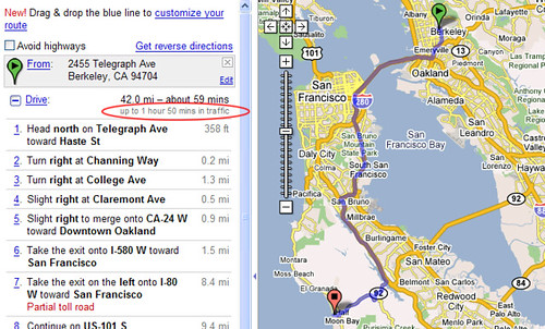 Gooogle Maps Routendauer