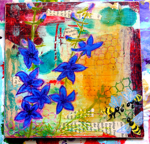 I have my next flower and bee painting another little box the tp rolls 