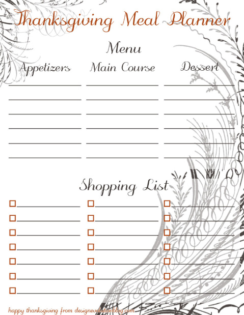 thanksgiving meal planner free download