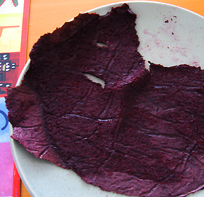 Fruit leather after baking