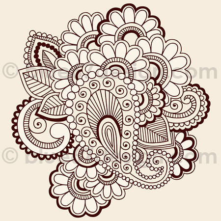 Mehndi Henna Tattoo Paisley Doodles Illustration by blue67design