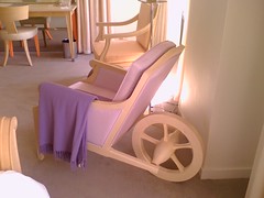 Clift Hotel, San Francisco; wheelbarrow-esque chair