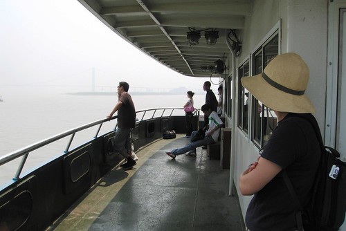 Riding the ferry across the Yangtze River