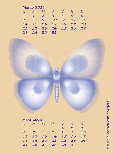 calendario almanaque marzo abril 2011 mariposa
