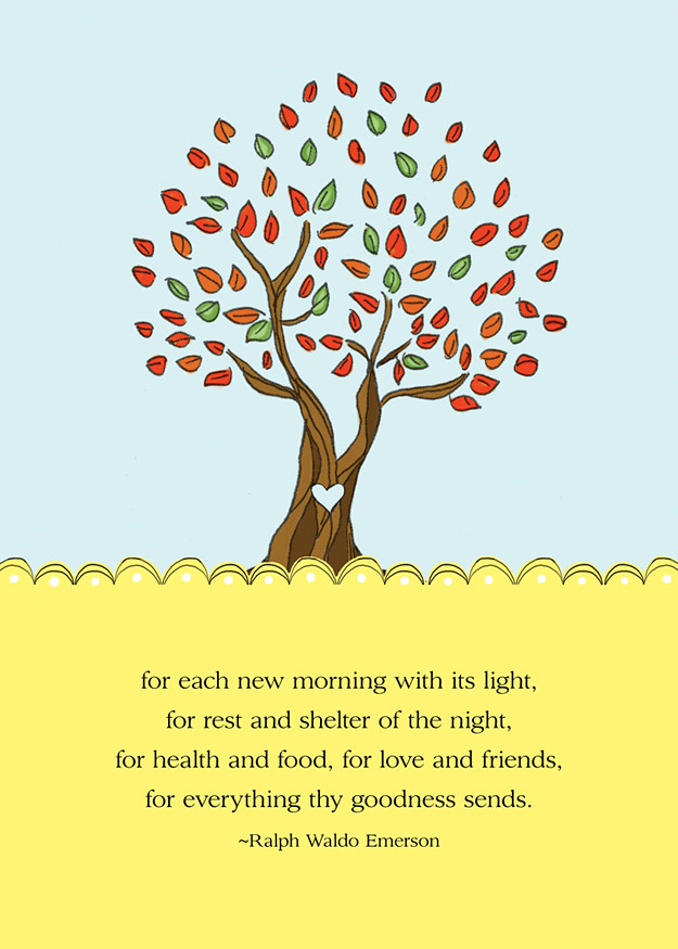 Gratitude Tree Free  5x7 mini print, Ralph Waldo Emerson quotes