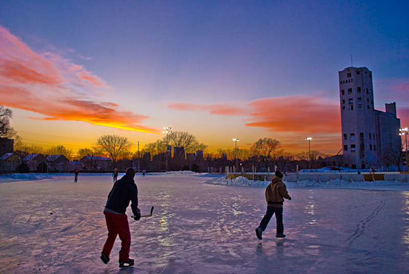 skaters at sunset