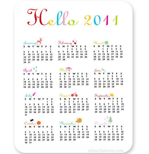  Hello 2011 - Calendar Card 