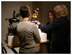 Developing lighting strategies for bronze sculptures.
