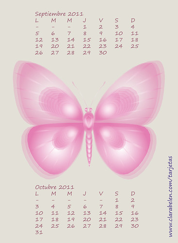 calendario almanaque septiembre y octubre 2011 mariposa