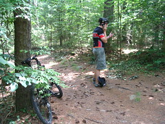 Andy getting trail directions on the trails