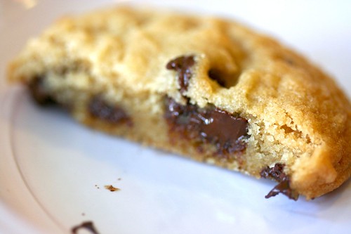 Innards of Peanut Butter Chocolate Chip Cookie