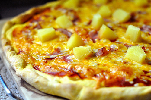 Pineapple and Ham Pizza on a Sweet Potato Crust