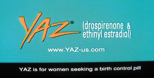 Yaz birth control pill ad screen grab