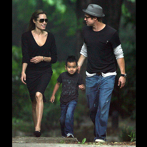 Angelina Jolie, Brad Pitt and son Maddox pick up Pax and Zahara from school 