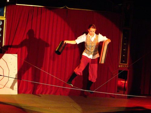 Slack-rope walker at the Basilisk Circus in Basel, Switzerland