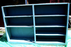 a new shelf before: lovely blue, but needing help