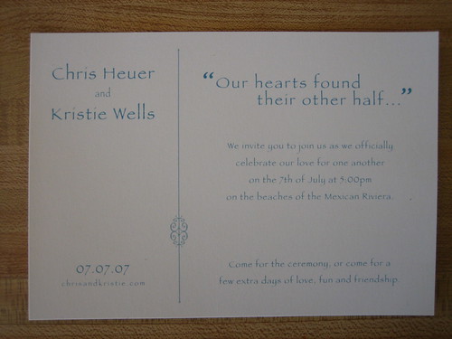 Heuer-Wells wedding invitation