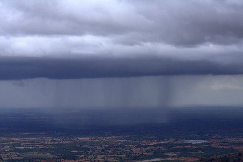 View of monsoon showers from Nandi Hills