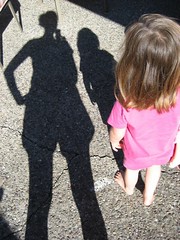 Shadows of a mother and a daughter