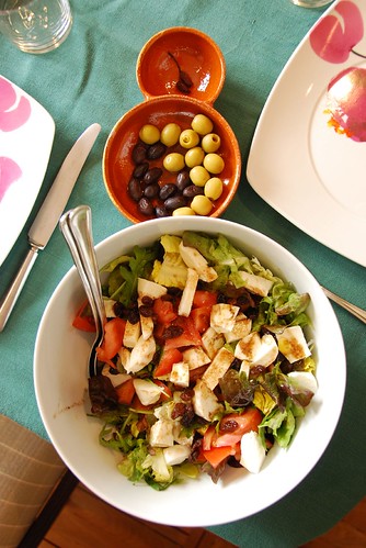 Spain: Homemade salad and olives