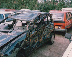 Crashed Fiat Uno in 1990