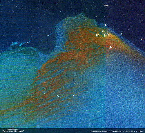 satellite image of Gulf spill in May (by: DigitalGlobe, creative commons license)