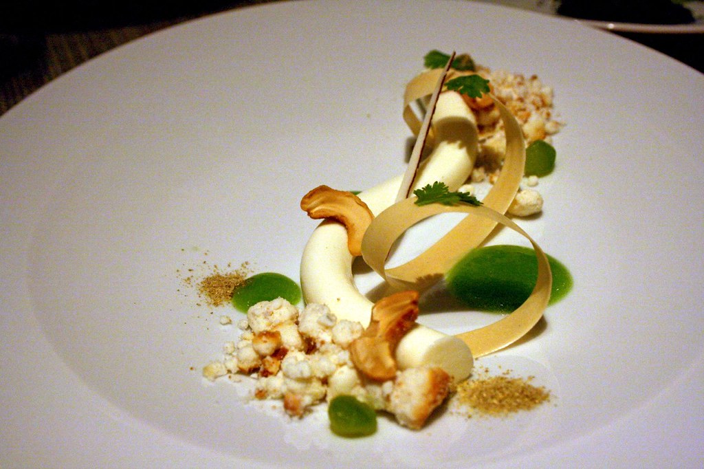 Another view of Coconut mousse, cashew, cucumber, coriander