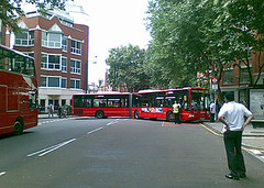 Articulated bus accident, Rosebery Avenue in Islington, London