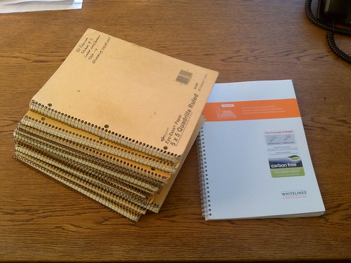 Stack 'O Notebooks from work. Latest edition will be Whitelines