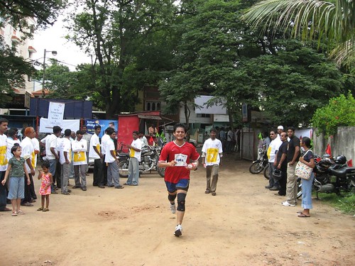Karthik near the finish line