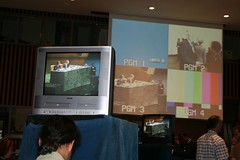 Press room displays at the UN