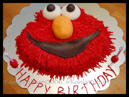 2nd birthday – Elmo cake: sponge cake with buttercream and marshmallow 