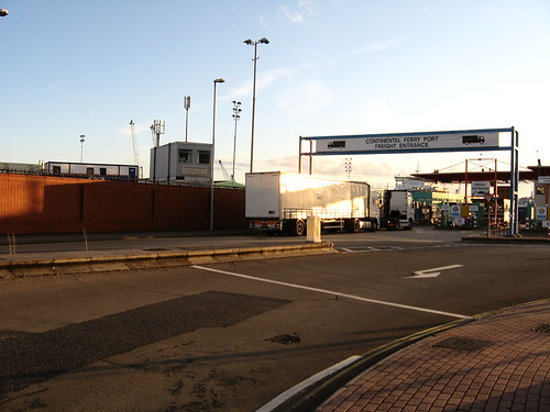 Cargo entrance at Portsmouth ferry terminal, England
