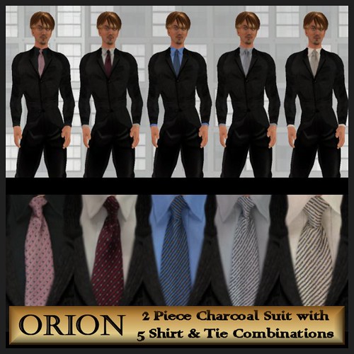 Orion Charcoal Suit - 5 Shirt And Tie Combinations