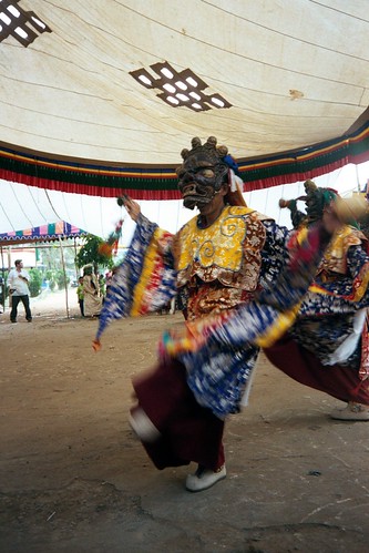 Cham Dance during Tibetan New Year celebration at Dzongkar Choede Monastery