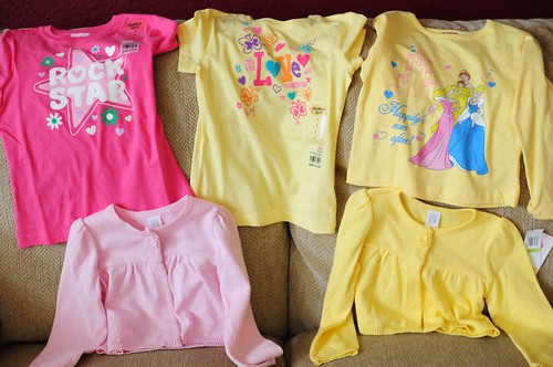 Some cool pink and yellow clothes from the grandparents