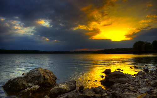 フリー写真素材|自然・風景|湖・池|夕日・夕焼け・日没|アメリカ合衆国|カンザス州|