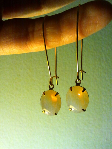 Moonstone gold dangle earrings