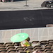 green umbrella at bieber concert