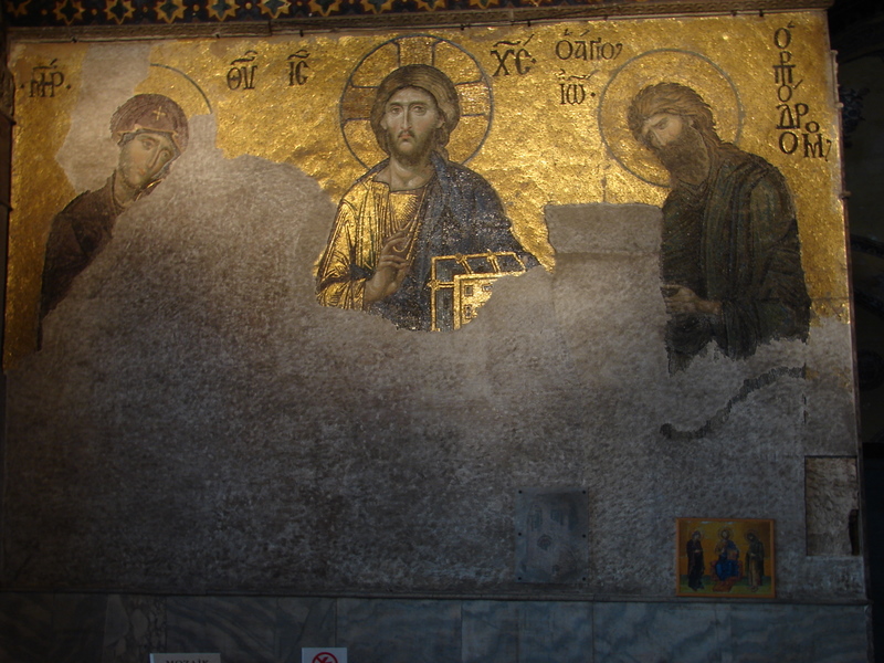 Icons inside the Hagia Sophia