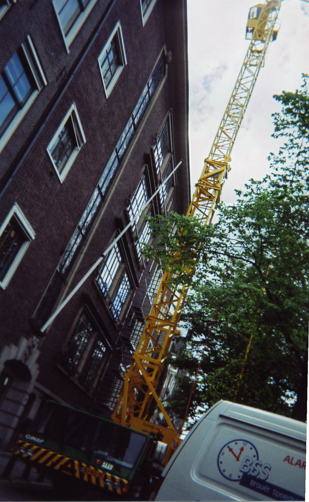 
Crane on canalside road, Amsterdam

